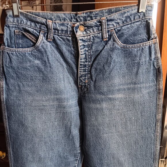 Vintage Mens Bootcut Jeans 31x34 70s BODY LINGO DISCO POCKET INDIGO DENIM USA - Picture 5 of 7